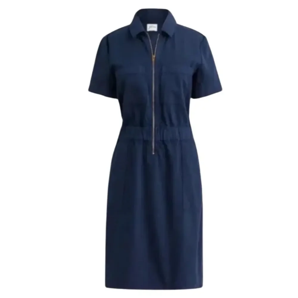 J.Crew Dress Women Blue Navy Half Front Zip Chino Utility Dress Size 4